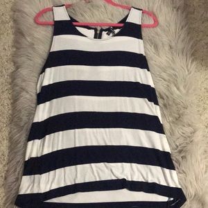 Navy Blue & White Tank Top
